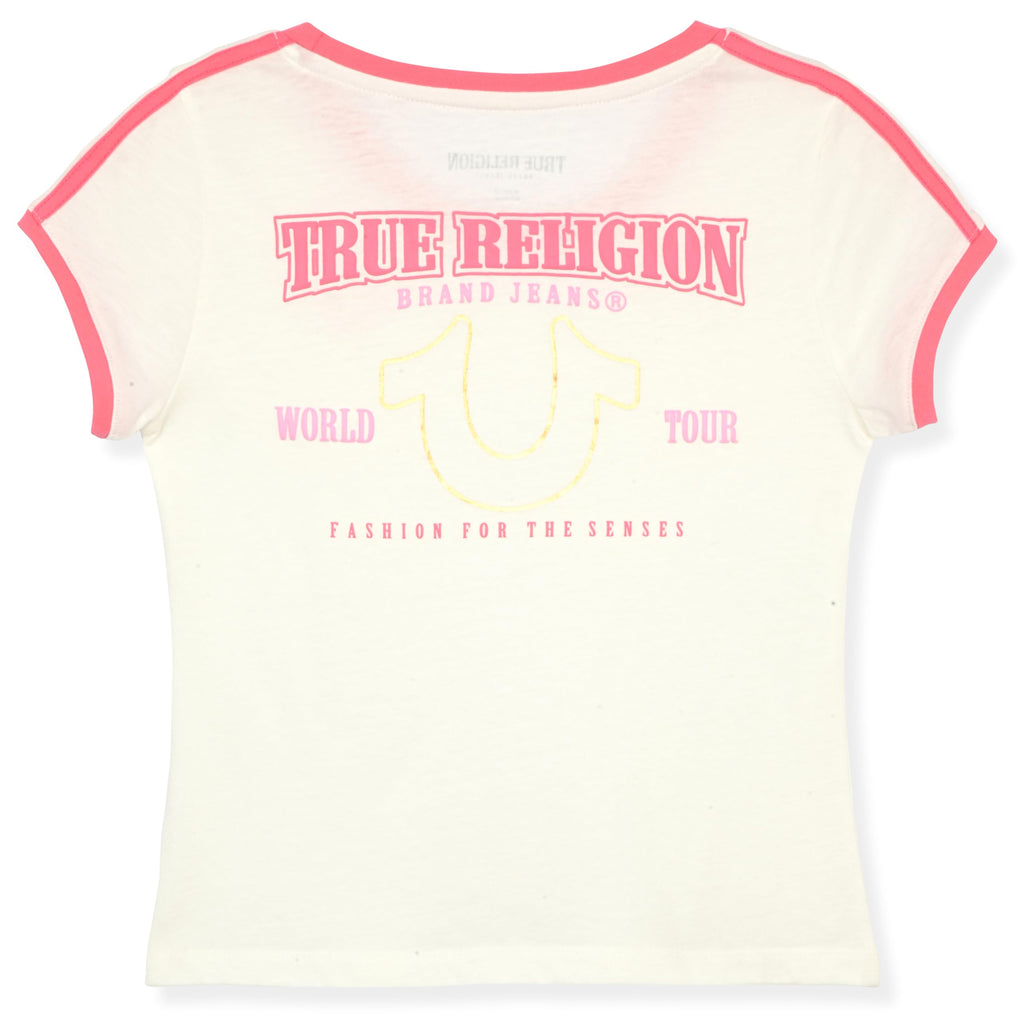 True Religion Girls Short Sleeve Tee Shirt with Embelishments - Soft and Comfortable Girls T-Shirts