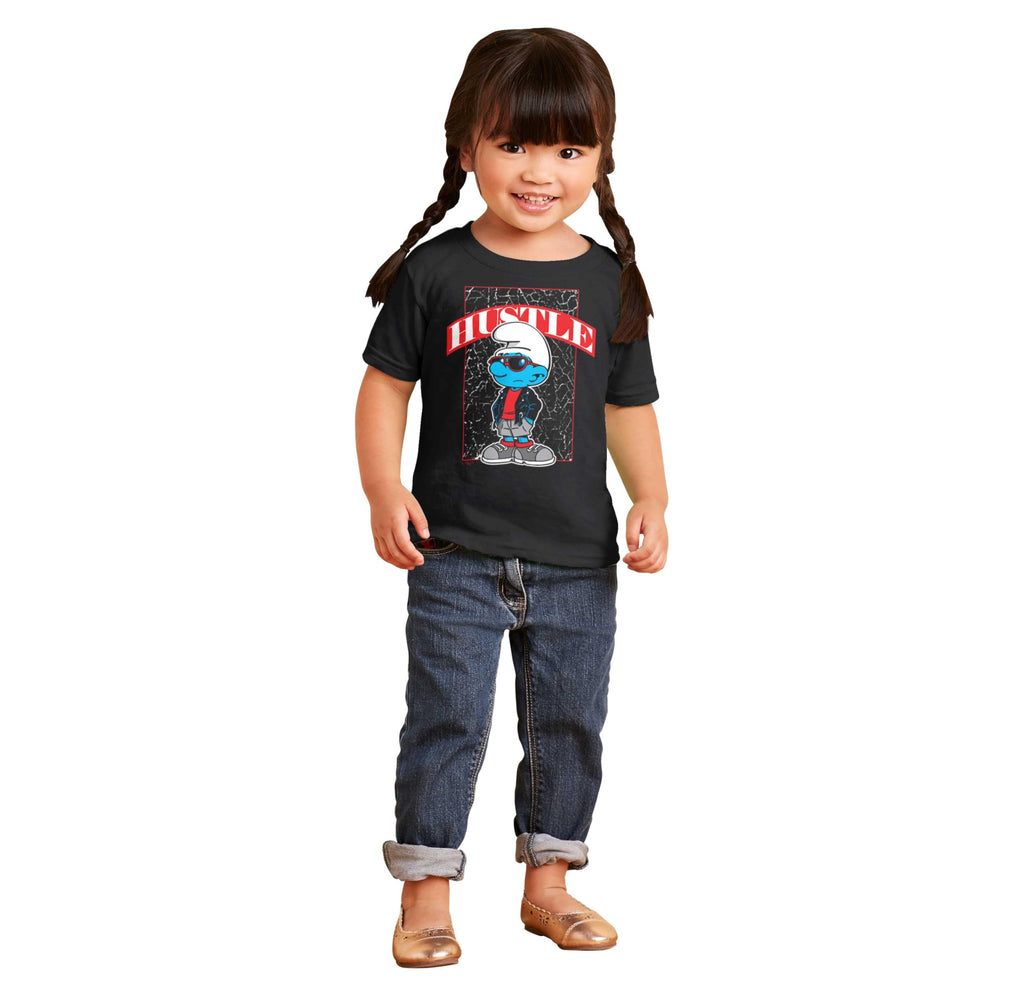 Brisco Brands Urban Streetwear Smurf Hustle Cartoon Toddler Baby Graphic T Shirt