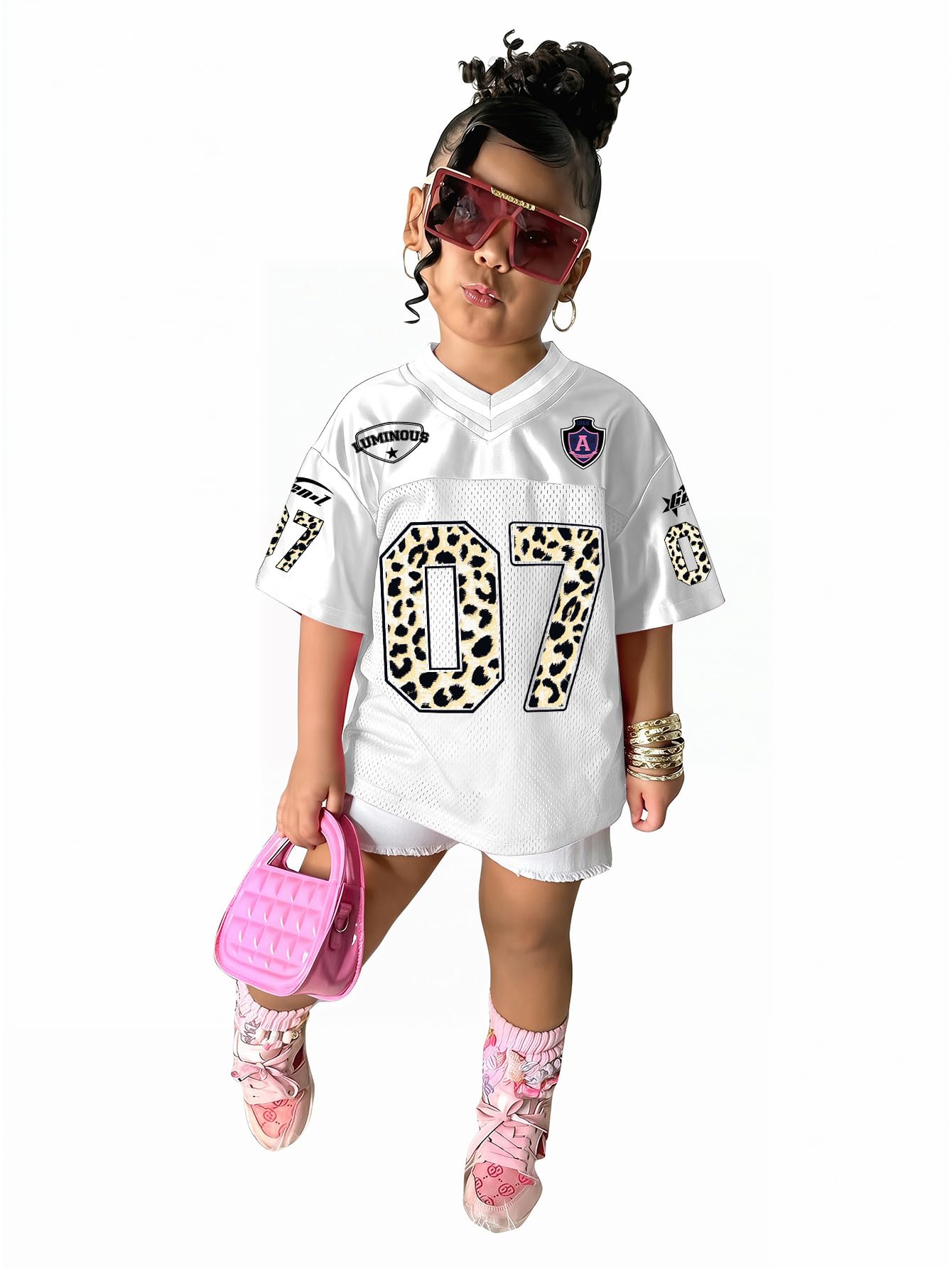 SOLY HUX Toddler Girl's Graphic Jersey Shirts Sporty Short Sleeve T-Shirt Summer Tops Y2k Clothes Streetwear