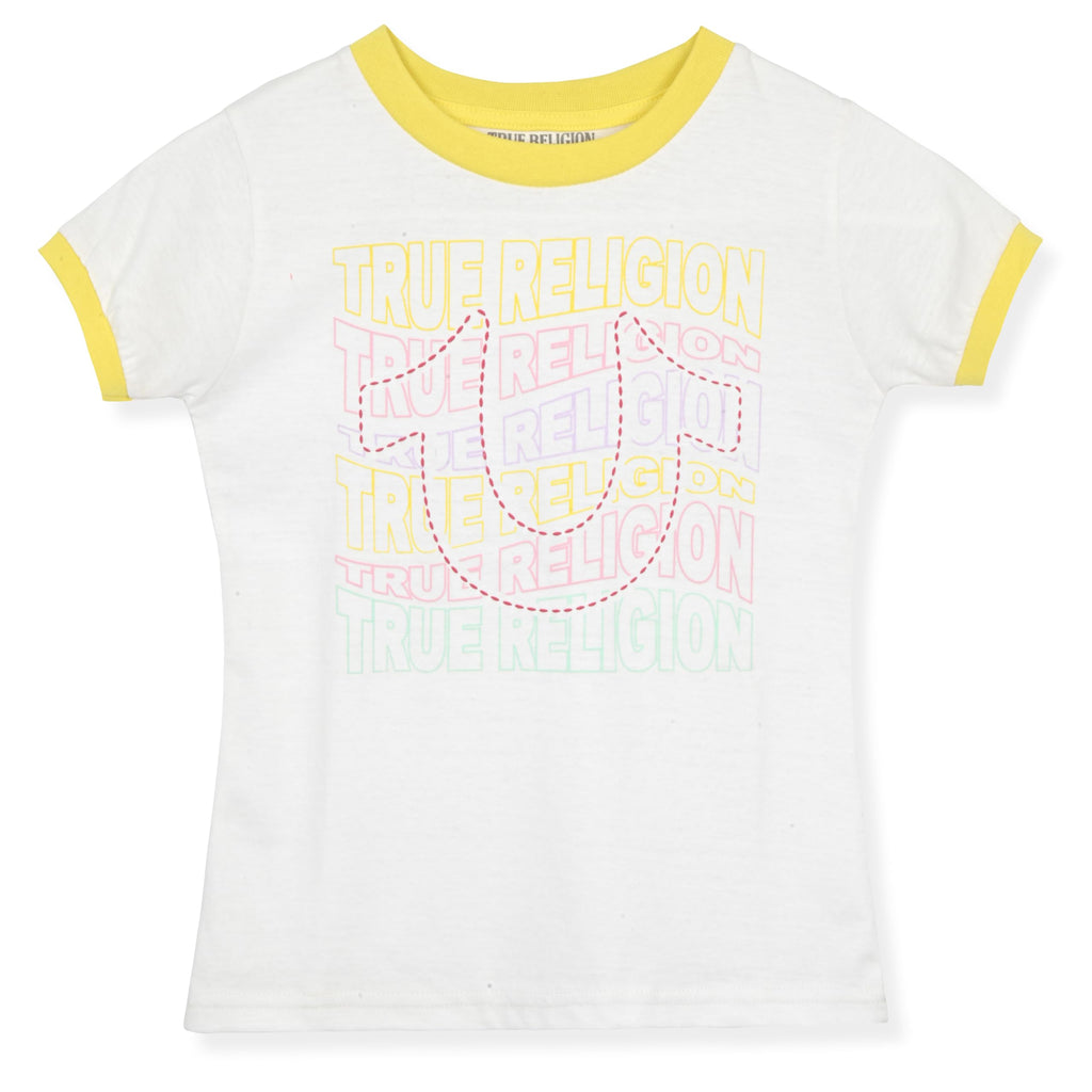 True Religion Girls Jeans Shorts Set Girls Denim Short and Fashion Tee Shirt Clothing Set for Kids