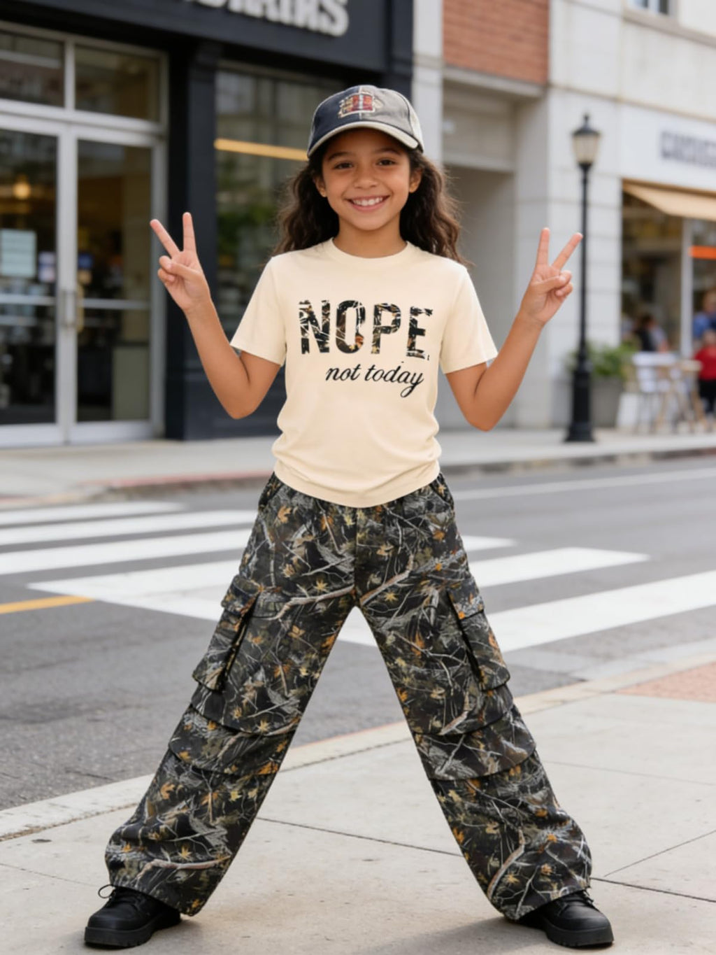 Girls Clothes Little Girl Outfits Letter Print Short Sleeve Tops & Cargo Pants 2PCS Girls Clothing 7-16 Years