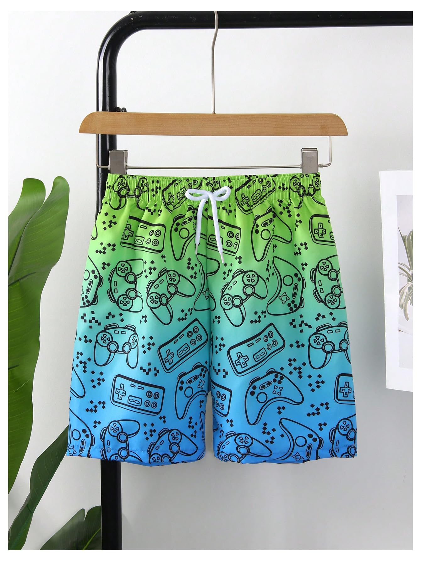 Floerns Boy's Fashion Ice Cream Drawstring Waist Summer Swim Trunks Shorts