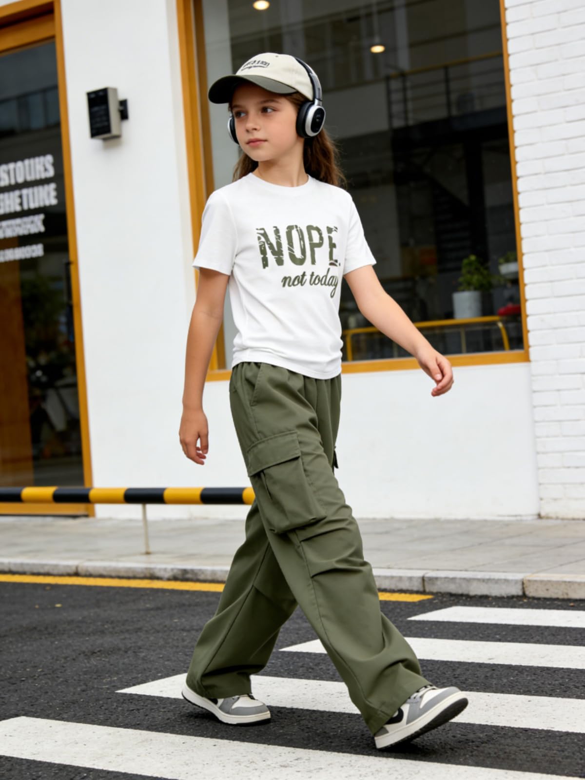 Girls Clothes Little Girl Outfits Letter Print Short Sleeve Tops & Cargo Pants 2PCS Girls Clothing 7-16 Years