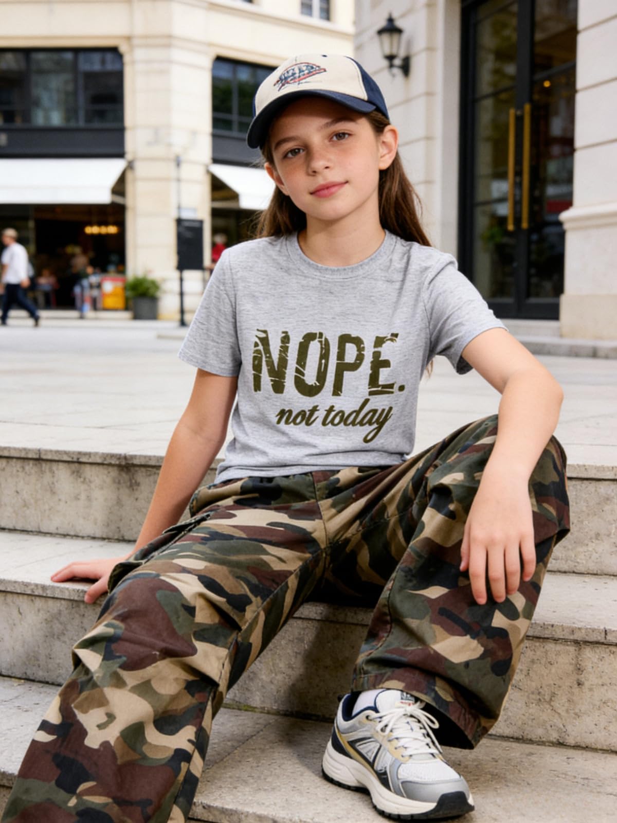 Girls Clothes Little Girl Outfits Letter Print Short Sleeve Tops & Cargo Pants 2PCS Girls Clothing 7-16 Years