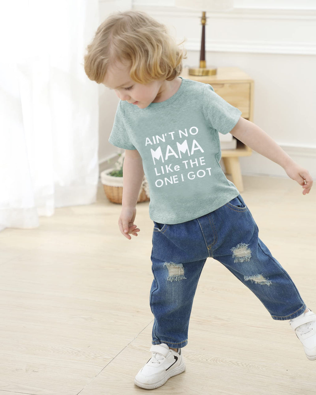 YALLET Toddler Boy Clothes 1-5T Boys Outfits Infant Short Sleeve T-Shirt Ripped Jeans 12 18 24 Months Baby Clothing Pants Set