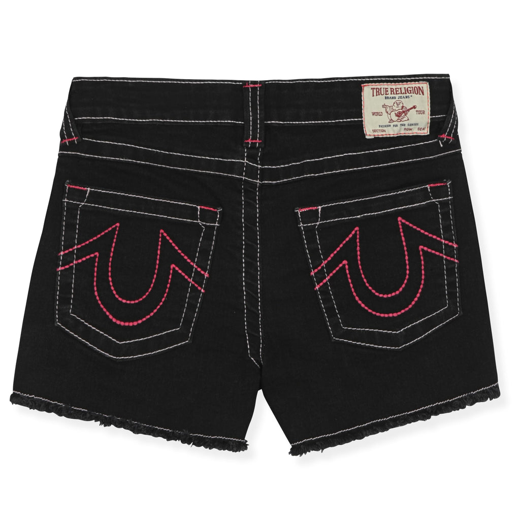 True Religion Girls Jeans Shorts Set Girls Denim Short and Fashion Tee Shirt Clothing Set for Kids