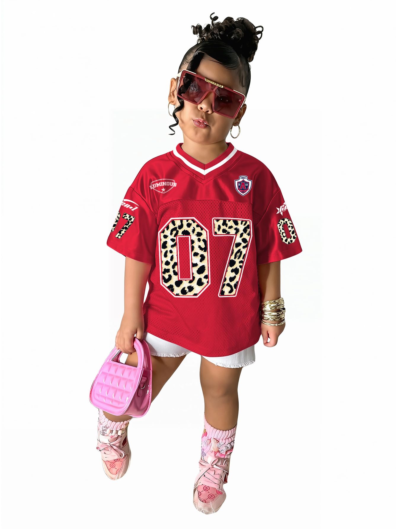SOLY HUX Toddler Girl's Graphic Jersey Shirts Sporty Short Sleeve T-Shirt Summer Tops Y2k Clothes Streetwear