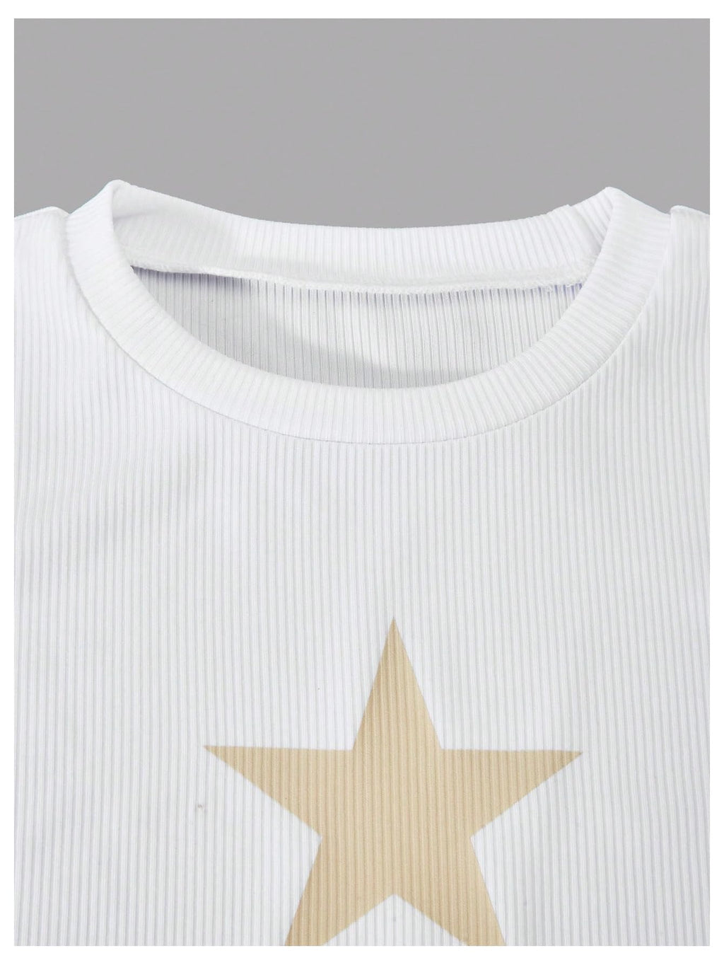 OYOANGLE Girl's 2 Piece Set Y2K Star Graphic Crop Ribbed Knit Tank Top and Letter Ruffled Cargo Pants Sets Streetwear