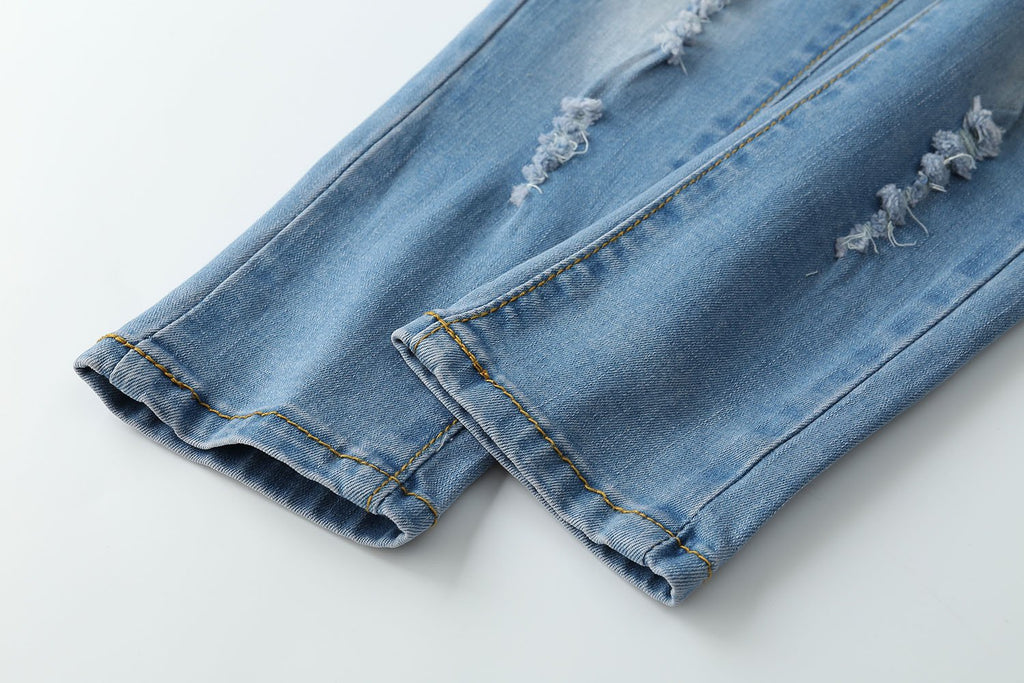 KIDSCOOL SPACE Baby Girl Boy Jeans,Elastic Band Inside with D-Rings Ripped Denim Pants