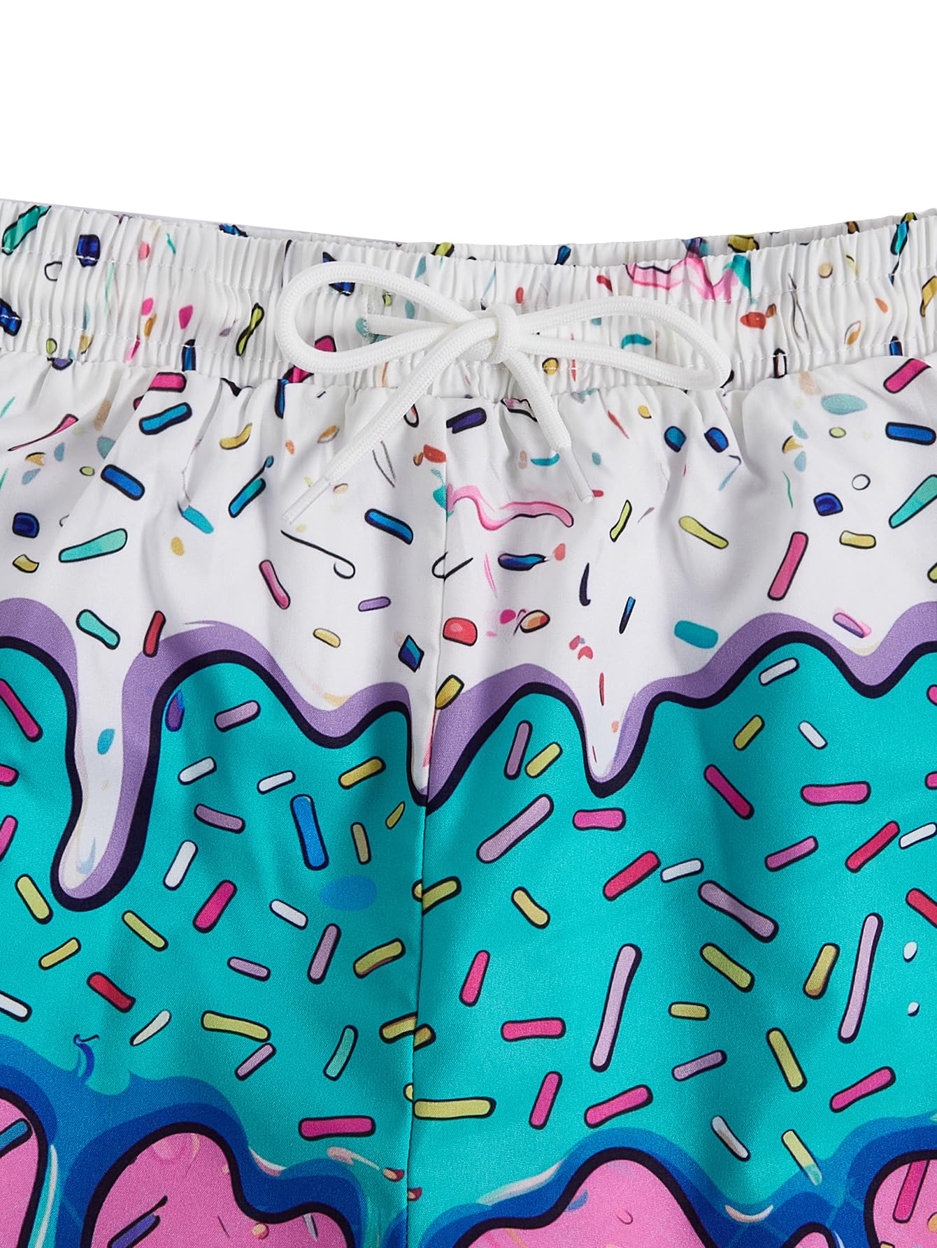 Floerns Boy's Fashion Ice Cream Drawstring Waist Summer Swim Trunks Shorts