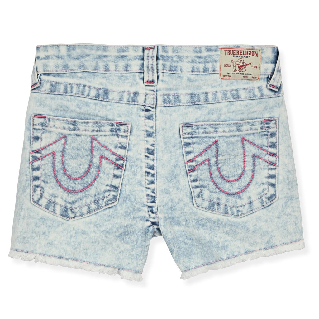 True Religion Girls Jeans Shorts Set Girls Denim Short and Fashion Tee Shirt Clothing Set for Kids