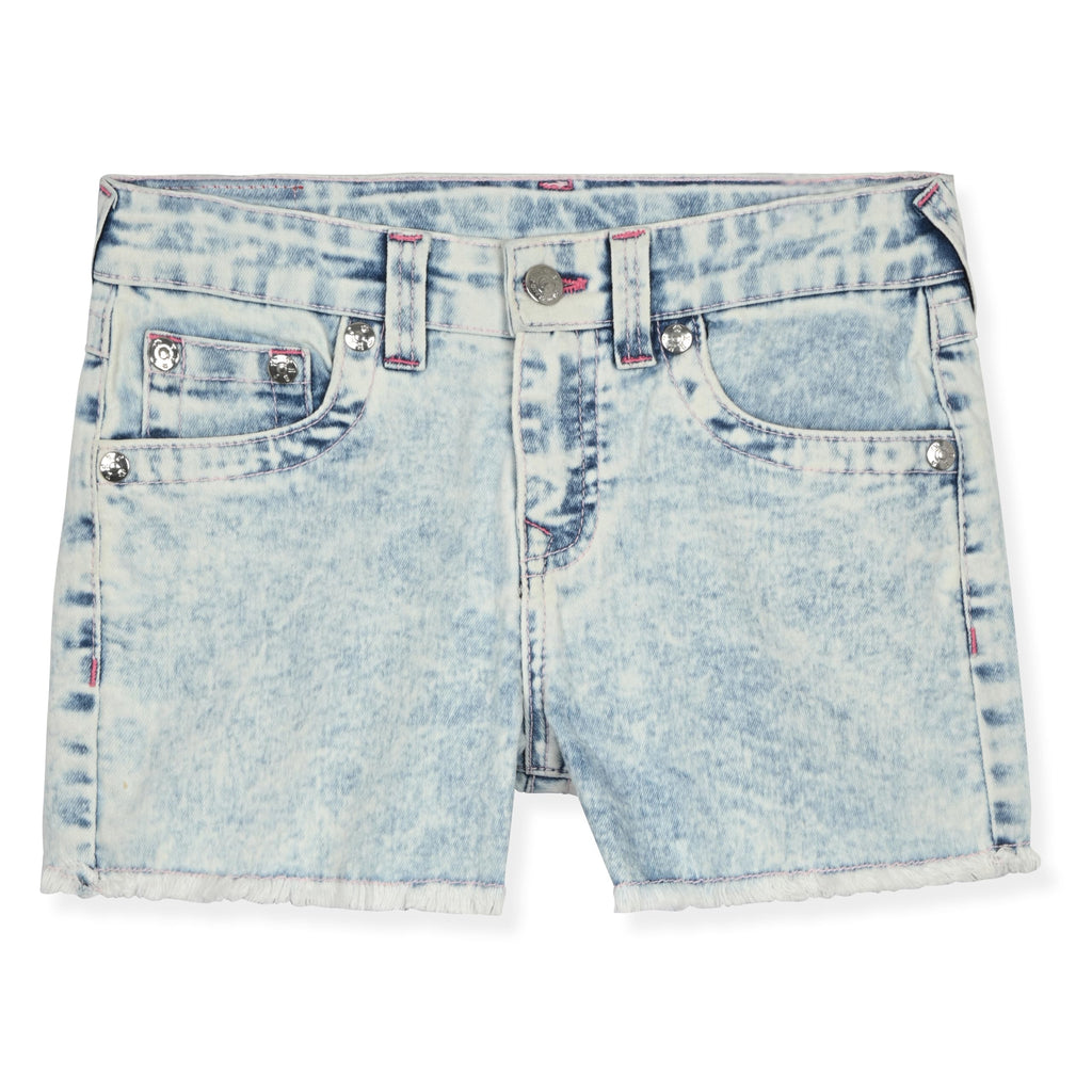 True Religion Girls Jeans Shorts Set Girls Denim Short and Fashion Tee Shirt Clothing Set for Kids