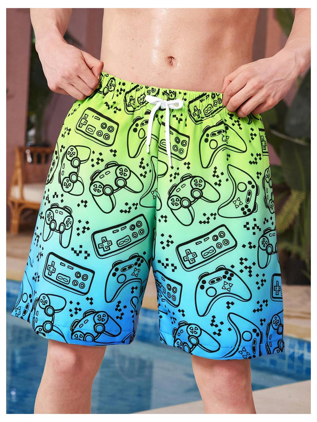 Floerns Boy's Fashion Ice Cream Drawstring Waist Summer Swim Trunks Shorts
