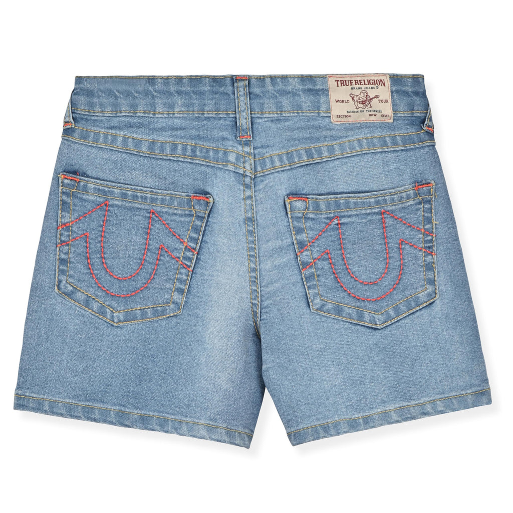 True Religion Girls Jeans Shorts Set Girls Denim Short and Fashion Tee Shirt Clothing Set for Kids