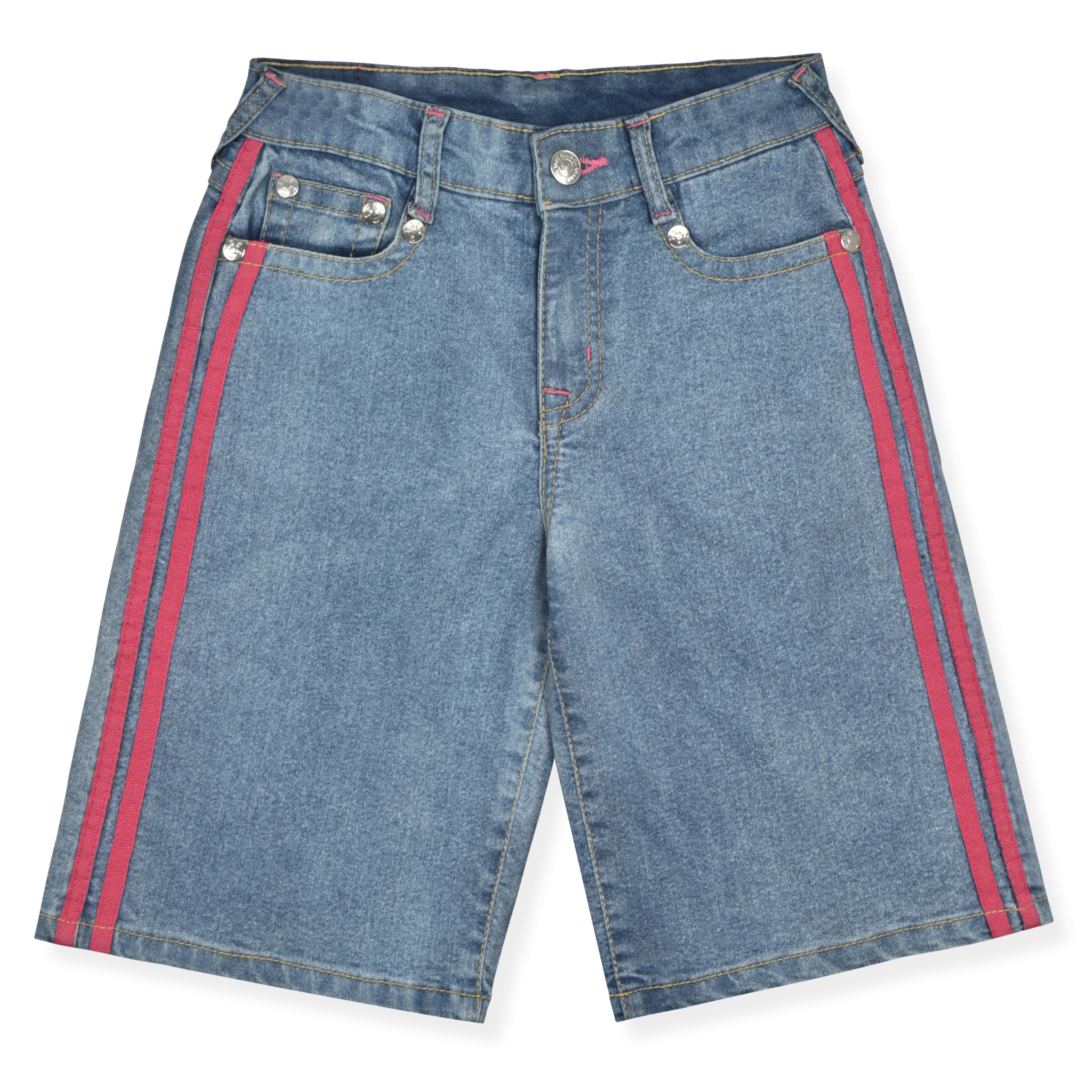True Religion Girls Jeans Shorts Set Girls Denim Short and Fashion Tee Shirt Clothing Set for Kids