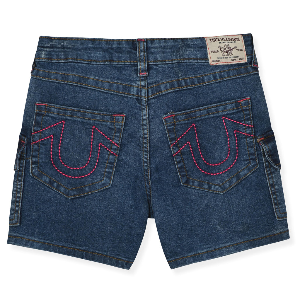 True Religion Girls Jeans Shorts Set Girls Denim Short and Fashion Tee Shirt Clothing Set for Kids