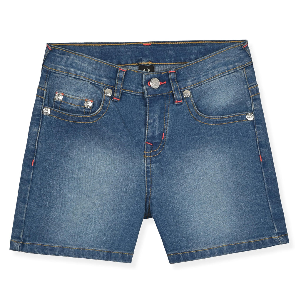 True Religion Girls Jeans Shorts Set Girls Denim Short and Fashion Tee Shirt Clothing Set for Kids