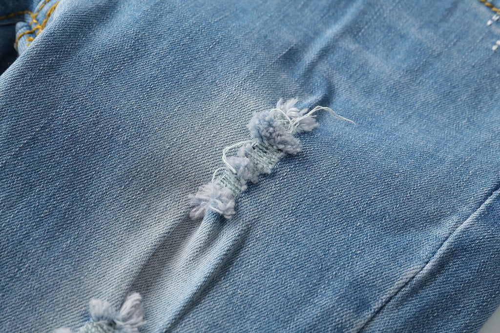 KIDSCOOL SPACE Baby Girl Boy Jeans,Elastic Band Inside with D-Rings Ripped Denim Pants