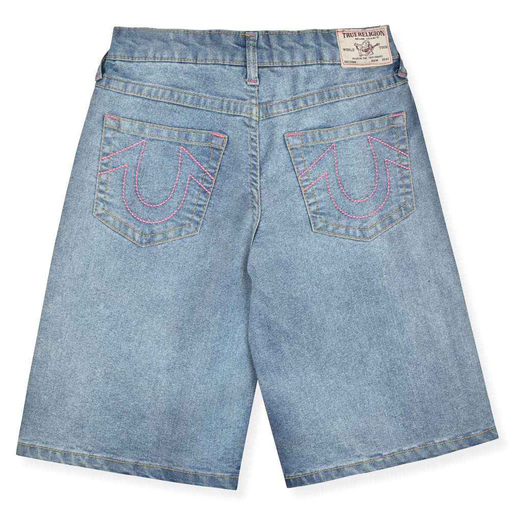 True Religion Girls Jeans Shorts Set Girls Denim Short and Fashion Tee Shirt Clothing Set for Kids